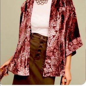 Anthropologie Plum Paisley Velvet Kimono by Plenty Tracy Reese Women’s L